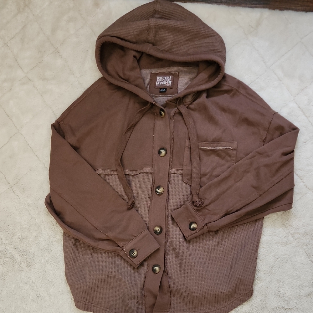 American Eagle Button Down Waffle Hoodie